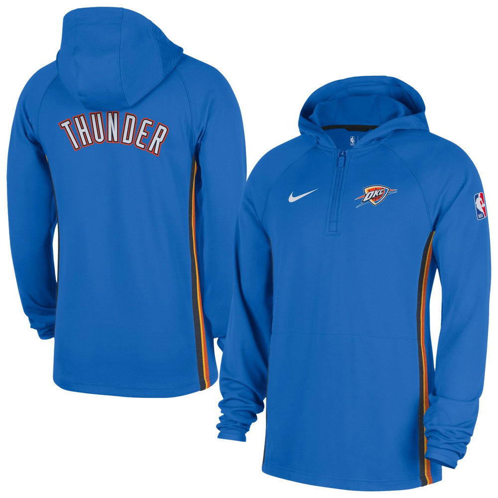 Nike Oklahoma City Thunder Authentic On Court Zone Quarter-Zip Dri-FIT Hoodie Jacket Blue
