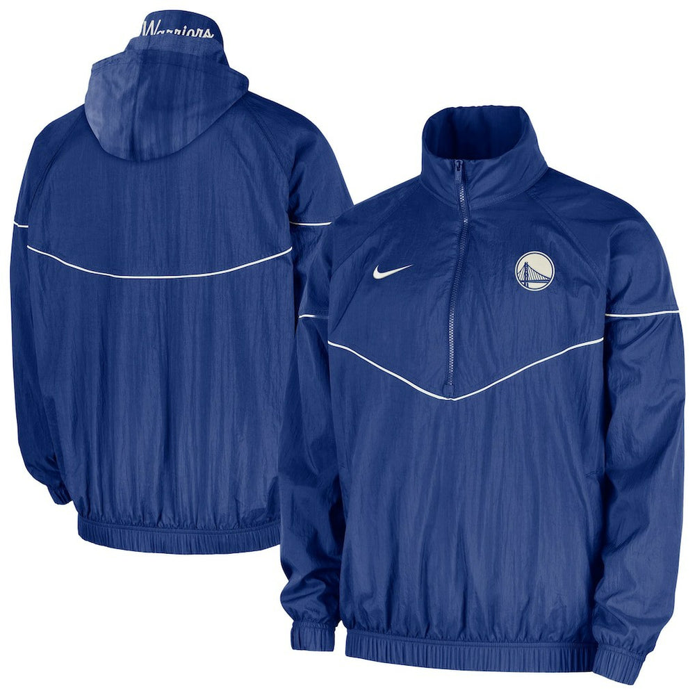 Nike Golden State Warriors Courtside Windrunner Woven Half-Zip Hooded Jacket Royal
