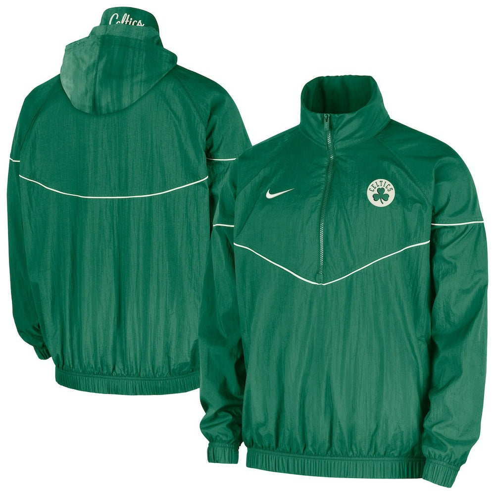 Nike Boston Celtics Courtside Windrunner Woven Half-Zip Hooded Jacket Kelly Green