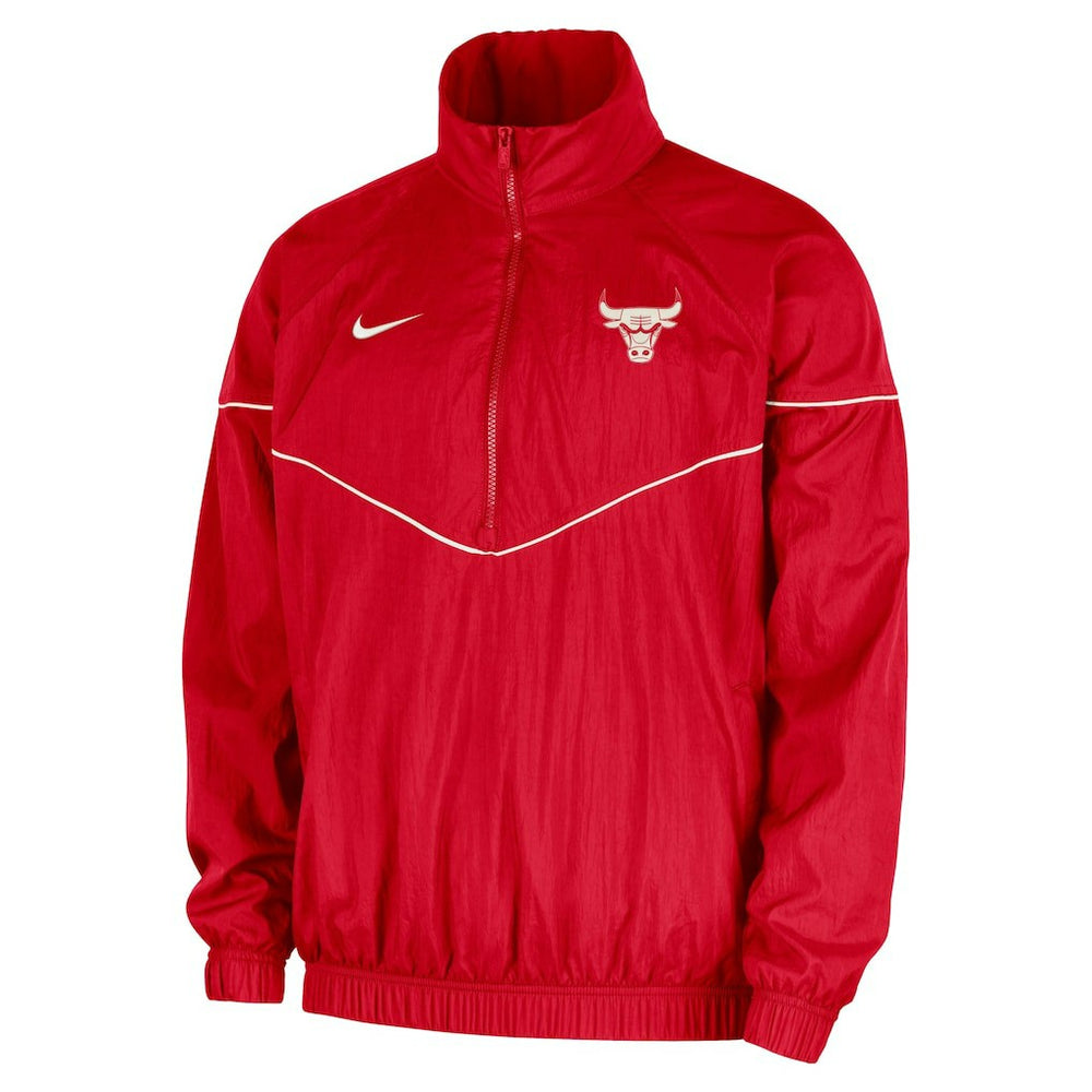 Nike Chicago Bulls Courtside Windrunner Woven Half-Zip Hooded Jacket Red