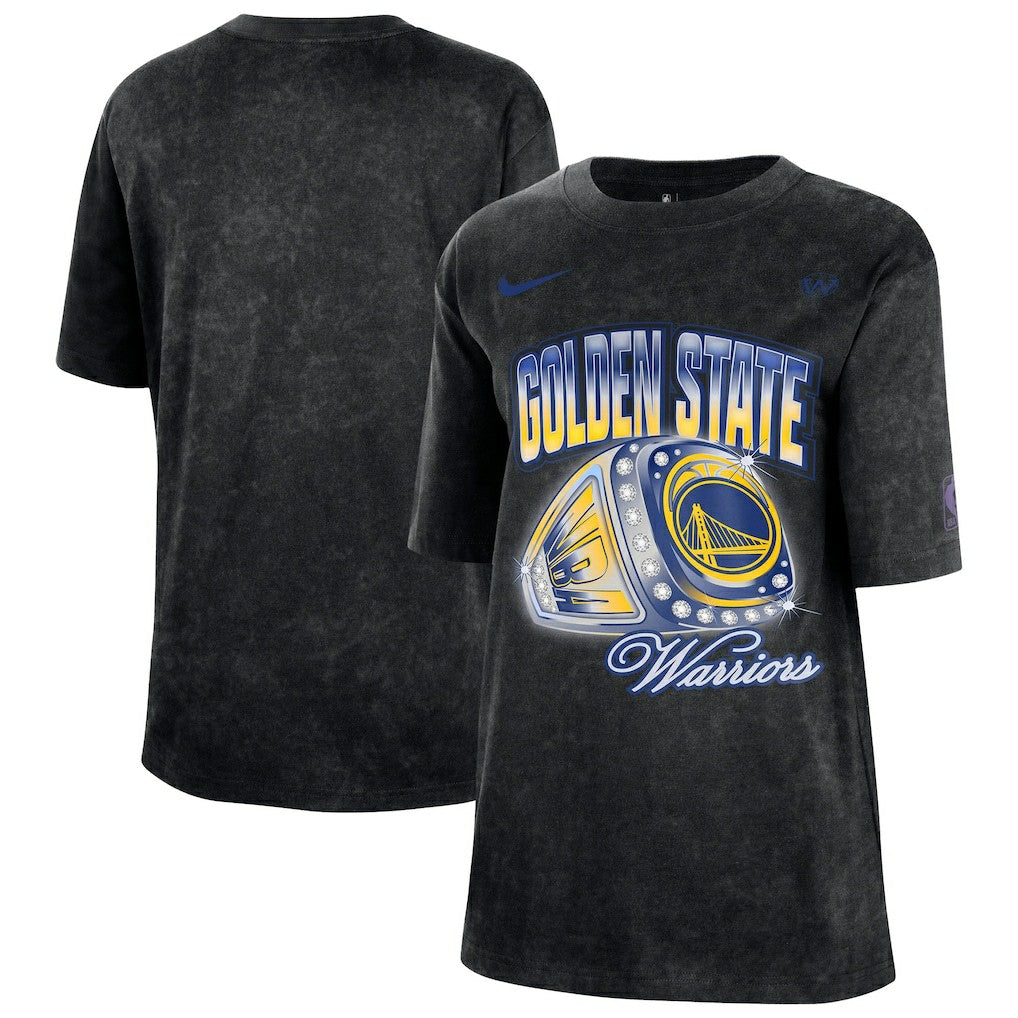 Nike Golden State Warriors Women's Courtside Original Content Vintage Washed Boyfriend T-Shirt Black