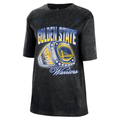 Nike Golden State Warriors Women's Courtside Original Content Vintage Washed Boyfriend T-Shirt Black