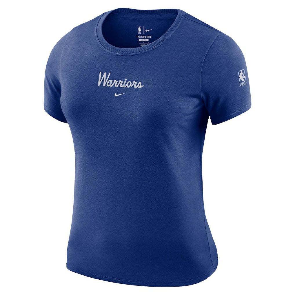 Nike Golden State Warriors Women's Courtside Modest Cropped Tri-Blend T-Shirt Royal