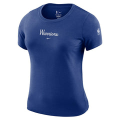 Nike Golden State Warriors Women's Courtside Modest Cropped Tri-Blend T-Shirt Royal