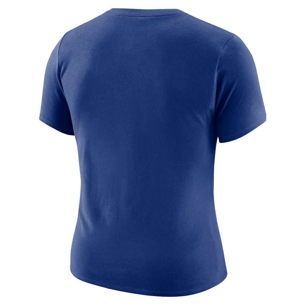 Nike Golden State Warriors Women's Courtside Modest Cropped Tri-Blend T-Shirt Royal