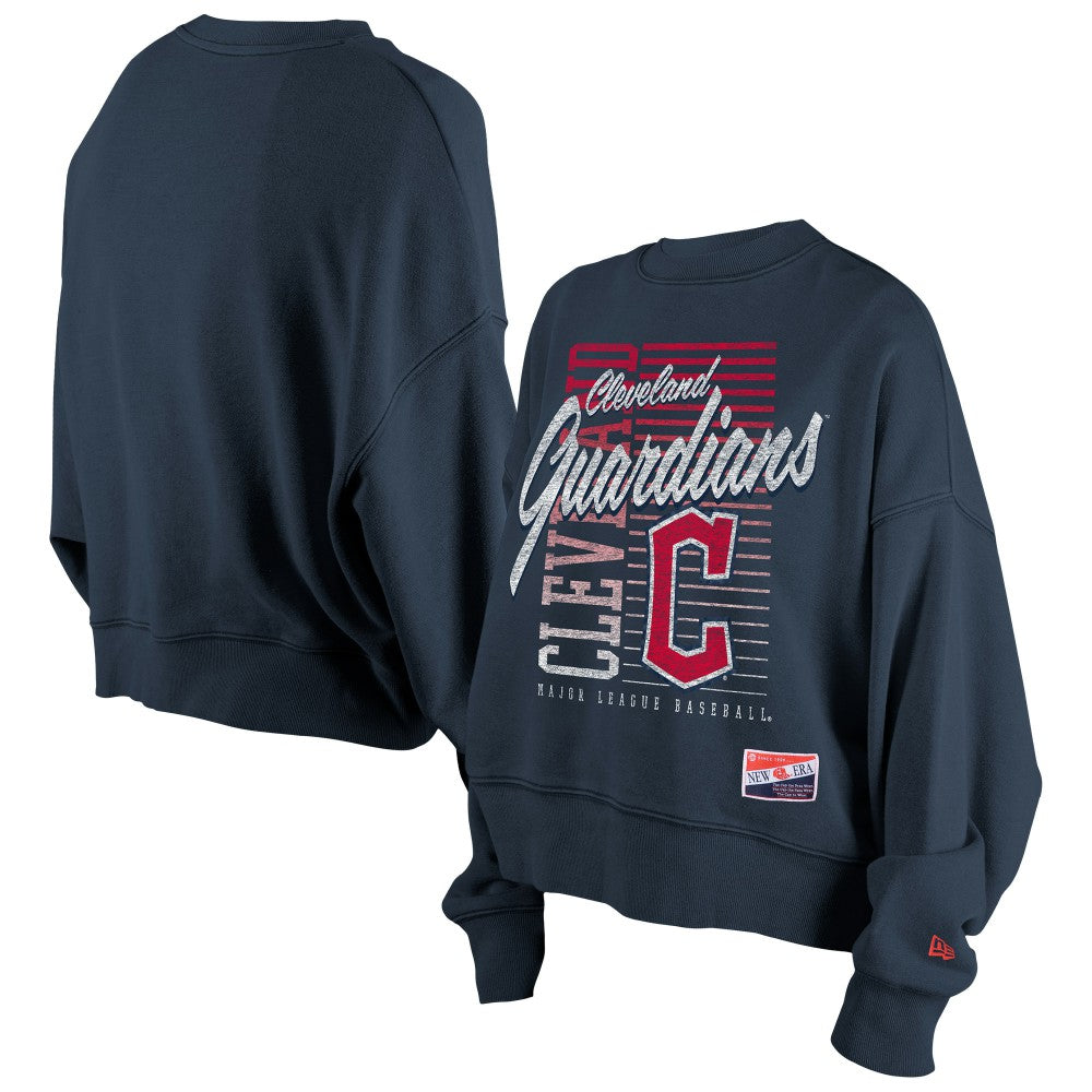Cleveland Guardians New Era Women's Boxy Mineral Wash Dolmen Sleeve Cropped Sweatshirt Discount