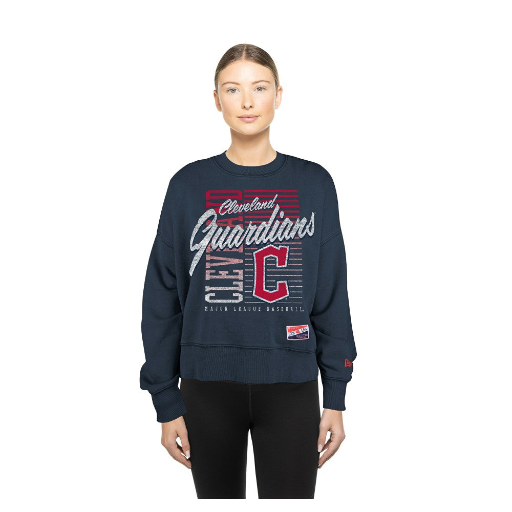 Cleveland Guardians New Era Women's Boxy Mineral Wash Dolmen Sleeve Cropped Sweatshirt Discount