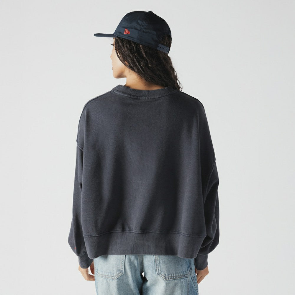 Boston Red Sox New Era Women's Boxy Mineral Wash Dolmen Sleeve Cropped Sweatshirt Discount