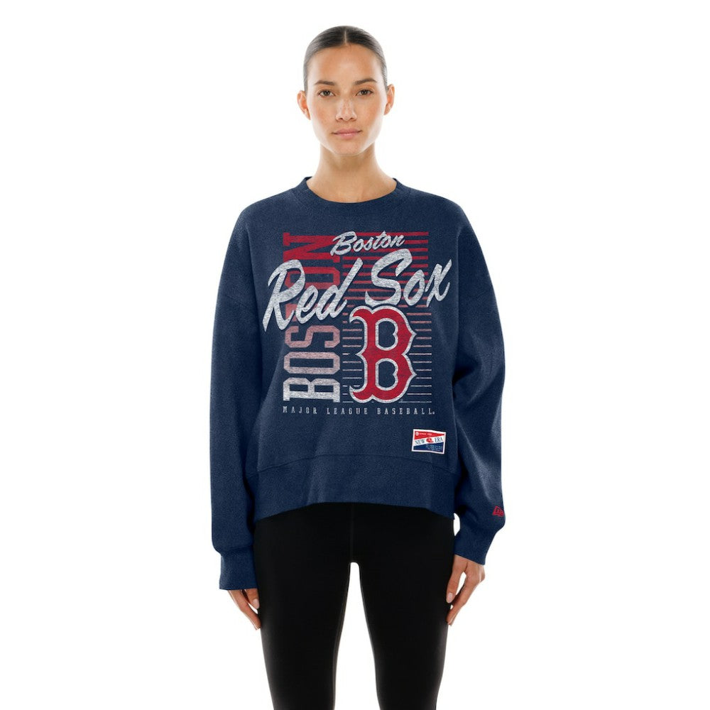 Boston Red Sox New Era Women's Boxy Mineral Wash Dolmen Sleeve Cropped Sweatshirt Discount