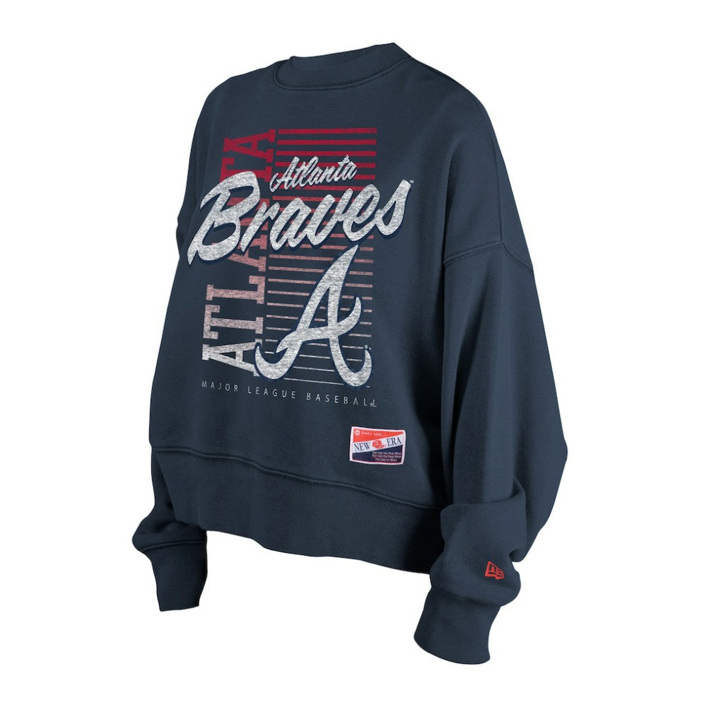 Atlanta Braves New Era Women's Boxy Mineral Wash Dolmen Sleeve Cropped Sweatshirt Outlet