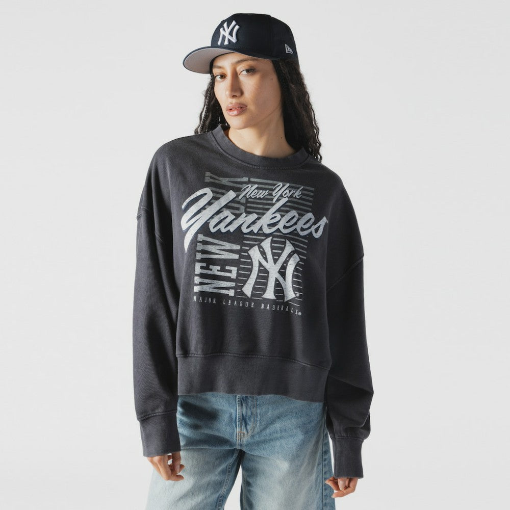 New York Yankees New Era Women's Boxy Mineral Wash Dolmen Sleeve Cropped Sweatshirt Online