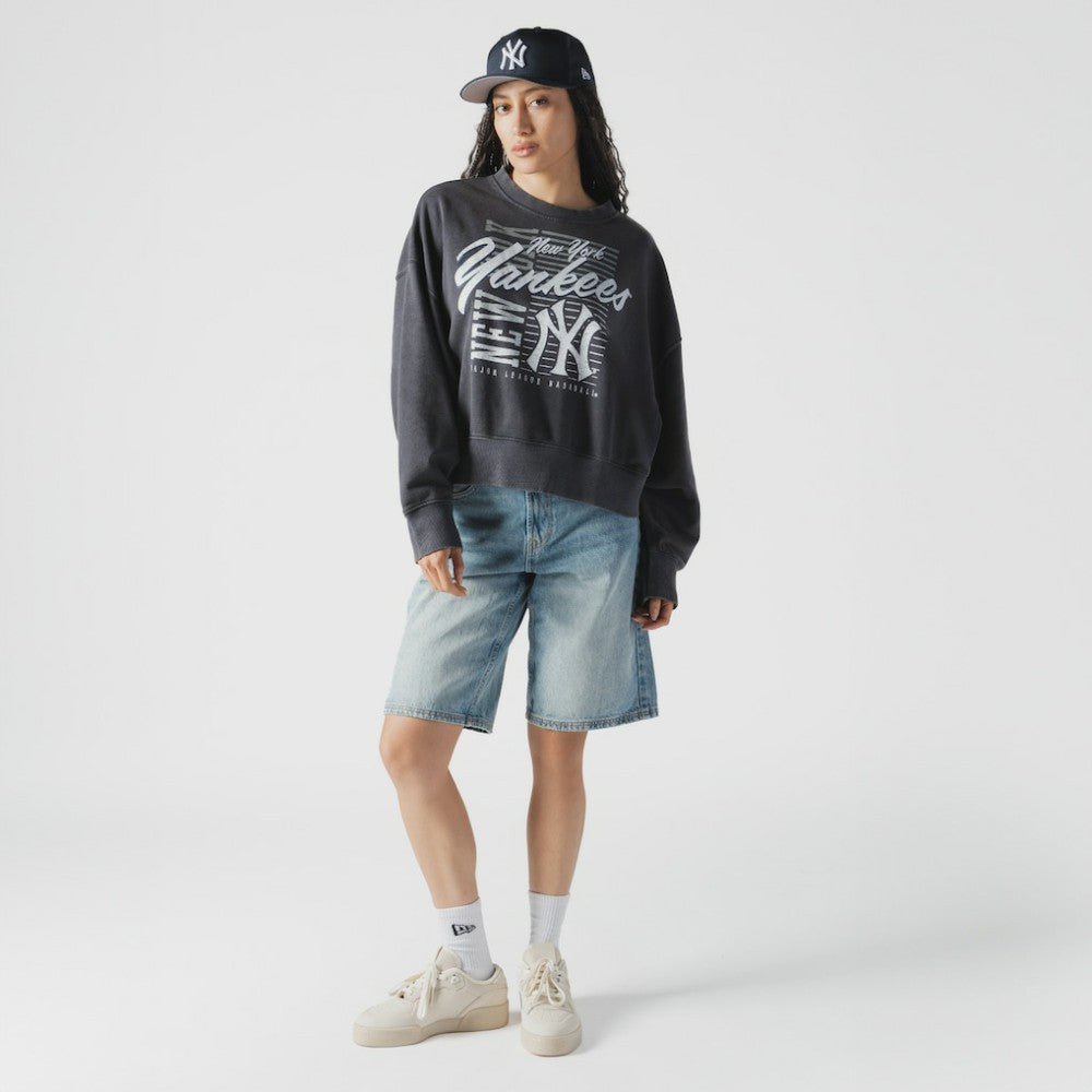 New York Yankees New Era Women's Boxy Mineral Wash Dolmen Sleeve Cropped Sweatshirt Online