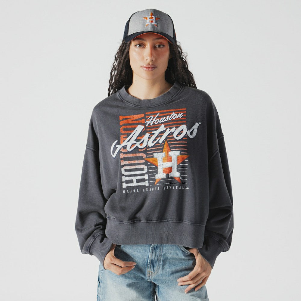 Houston Astros New Era Women's Boxy Mineral Wash Dolmen Sleeve Cropped Sweatshirt Sale