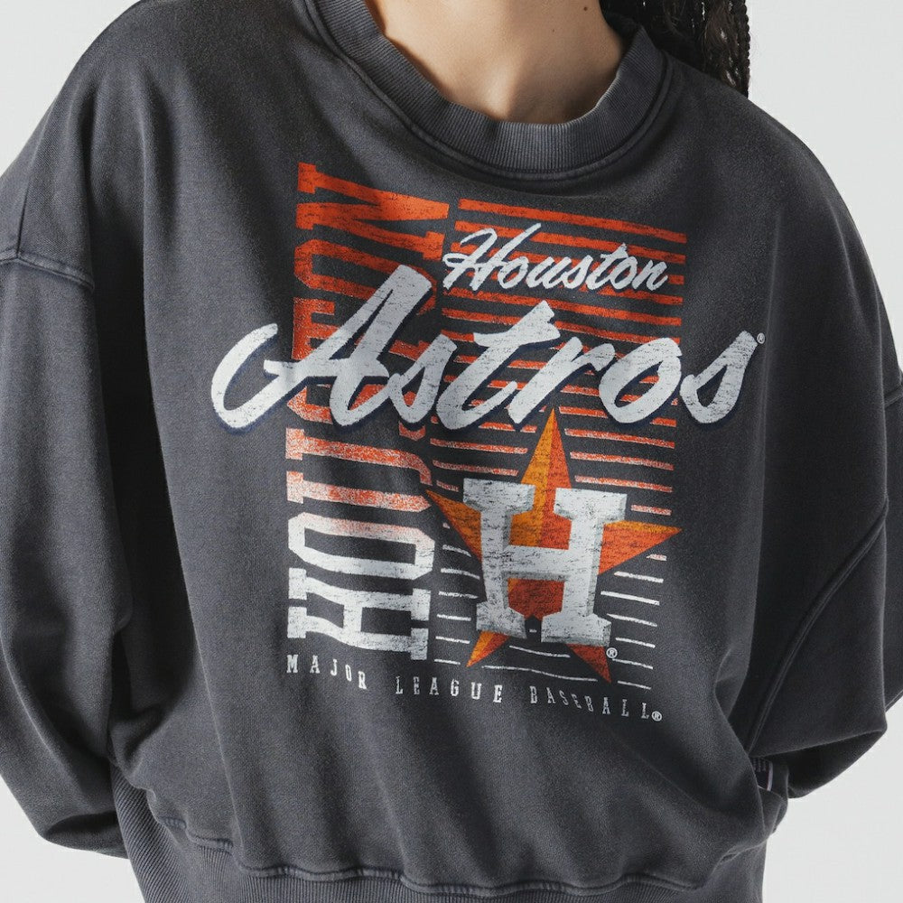 Houston Astros New Era Women's Boxy Mineral Wash Dolmen Sleeve Cropped Sweatshirt Sale