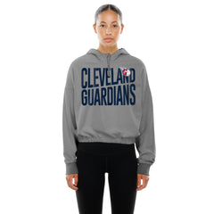 Cleveland Guardians New Era Women's Reversed Out French Terry Quarter-Zip Banded Crop Hoodie Near Me