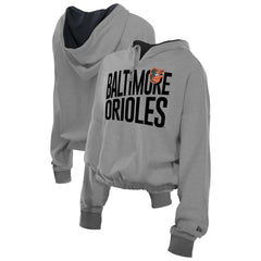 Baltimore Orioles New Era Women's Reversed Out French Terry Quarter-Zip Banded Crop Hoodie Outlet