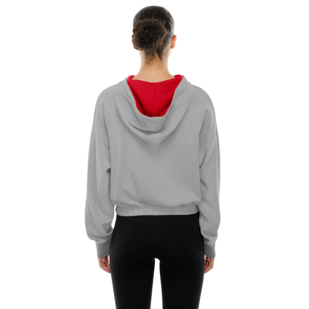 St. Louis Cardinals New Era Women's Reversed Out French Terry Quarter-Zip Banded Crop Hoodie for sale