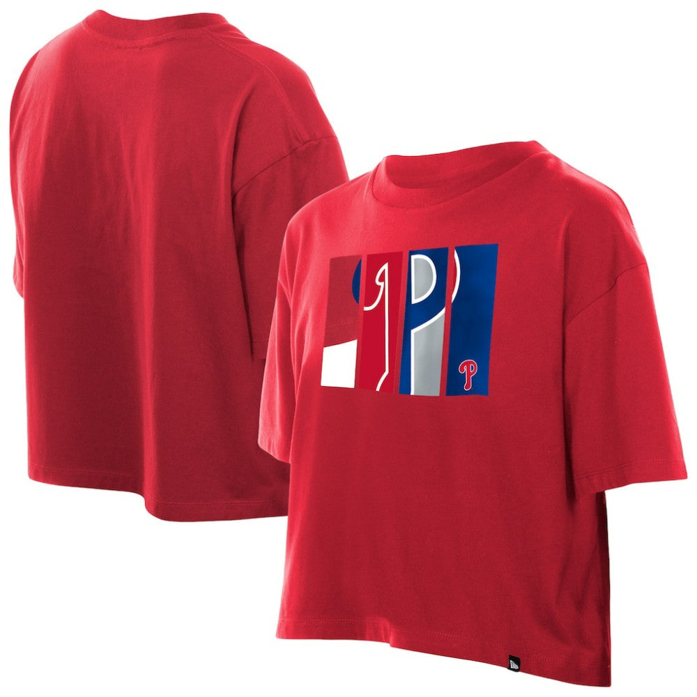 Philadelphia Phillies New Era Women's Boxy Foil Logo T-Shirt for sale