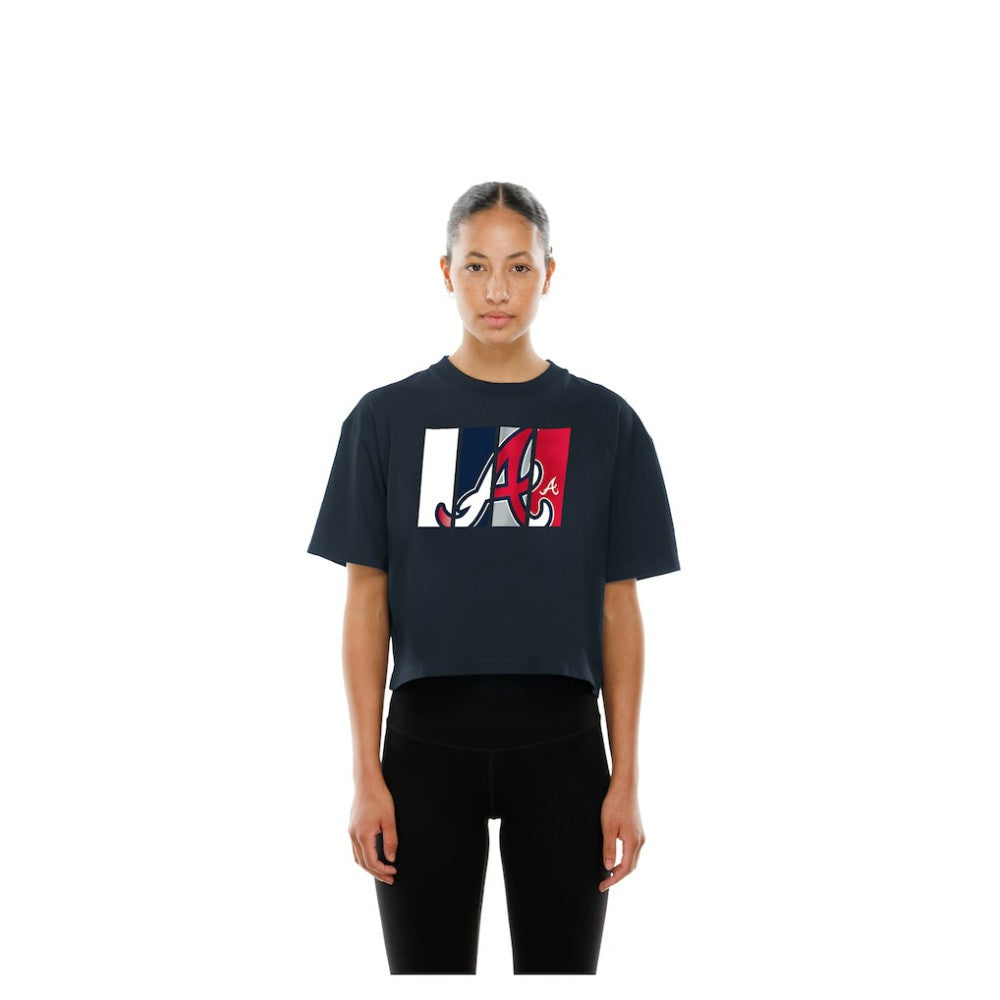 Atlanta Braves New Era Women's Boxy Foil Logo T-Shirt Sale