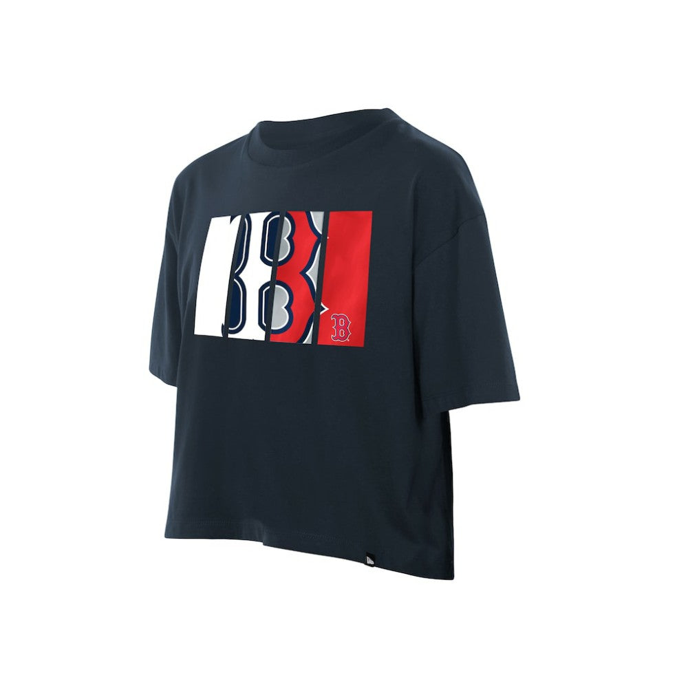 Boston Red Sox New Era Women's Boxy Foil Logo T-Shirt Discount