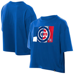 Chicago Cubs New Era Women's Boxy Foil Logo T-Shirt Discount