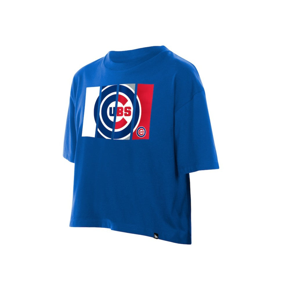 Chicago Cubs New Era Women's Boxy Foil Logo T-Shirt Discount
