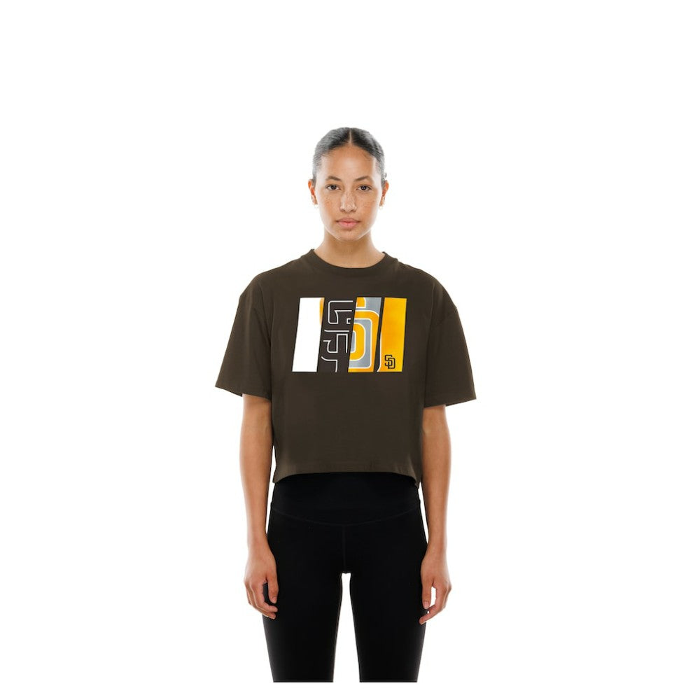 San Diego Padres New Era Women's Boxy Foil Logo T-Shirt Near Me