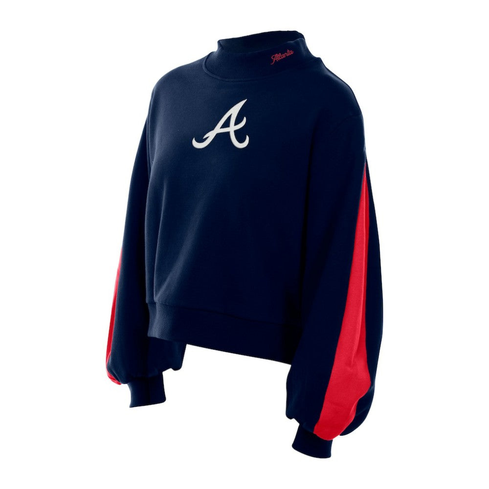 Atlanta Braves New Era Women's Mock Neck Balloon Sleeve Sweatshirt Sale