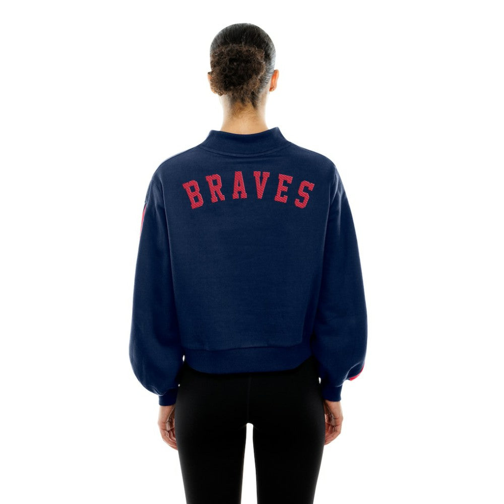 Atlanta Braves New Era Women's Mock Neck Balloon Sleeve Sweatshirt Sale