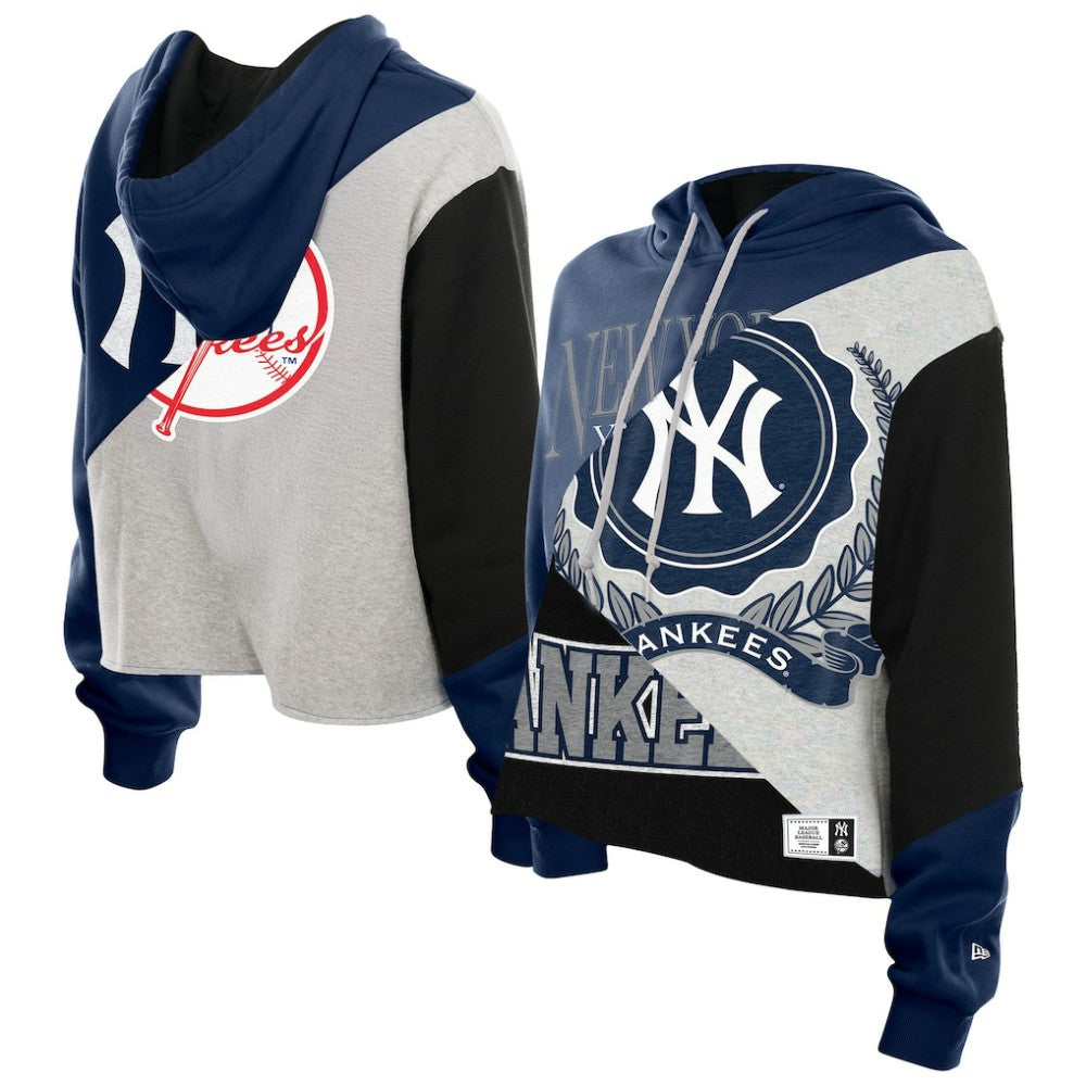 New York Yankees New Era Women's Upcycled Color Block Cropped Boxy Hoodie Online