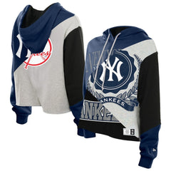 New York Yankees New Era Women's Upcycled Color Block Cropped Boxy Hoodie Online