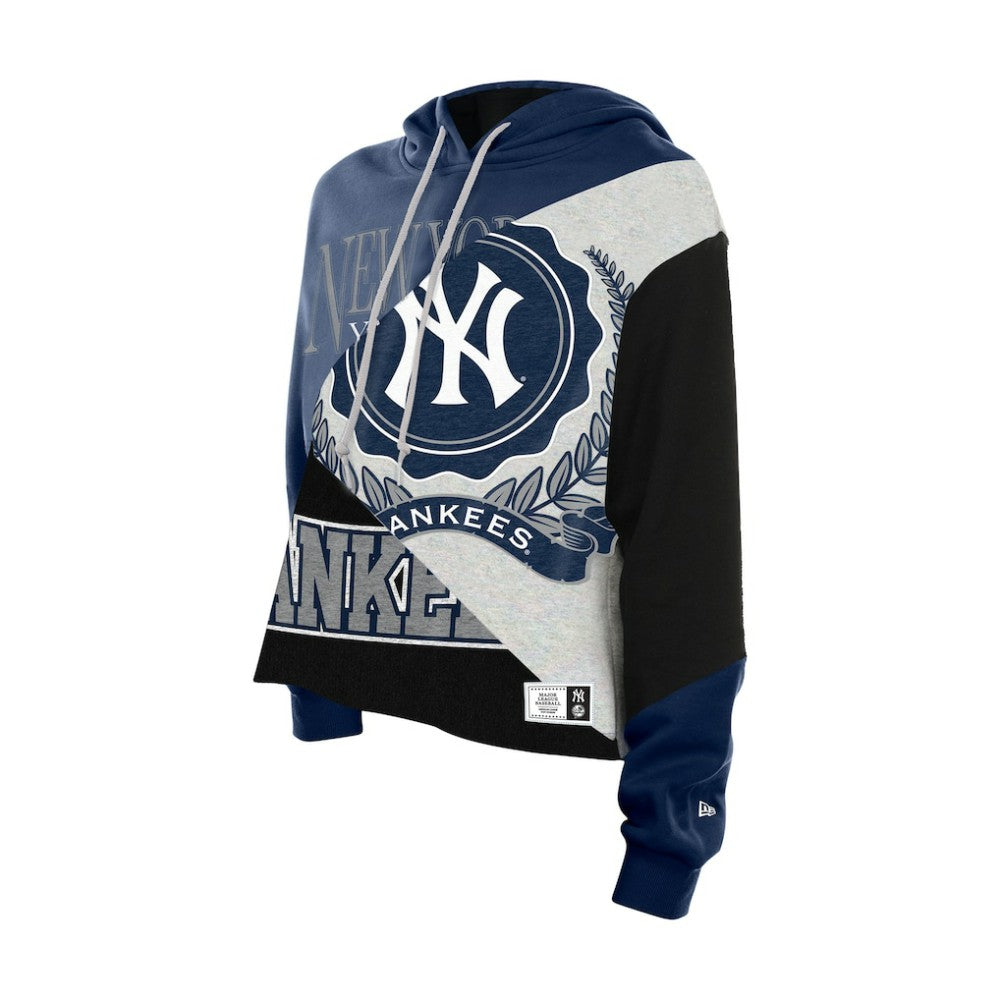 New York Yankees New Era Women's Upcycled Color Block Cropped Boxy Hoodie Online