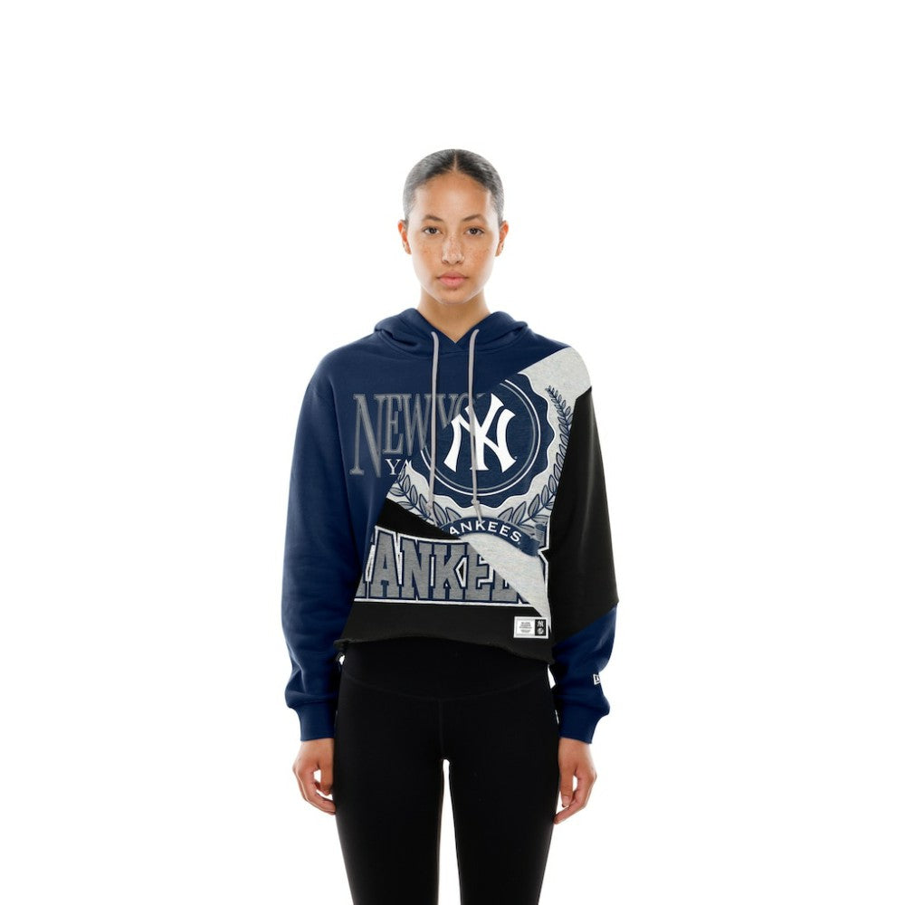 New York Yankees New Era Women's Upcycled Color Block Cropped Boxy Hoodie Online