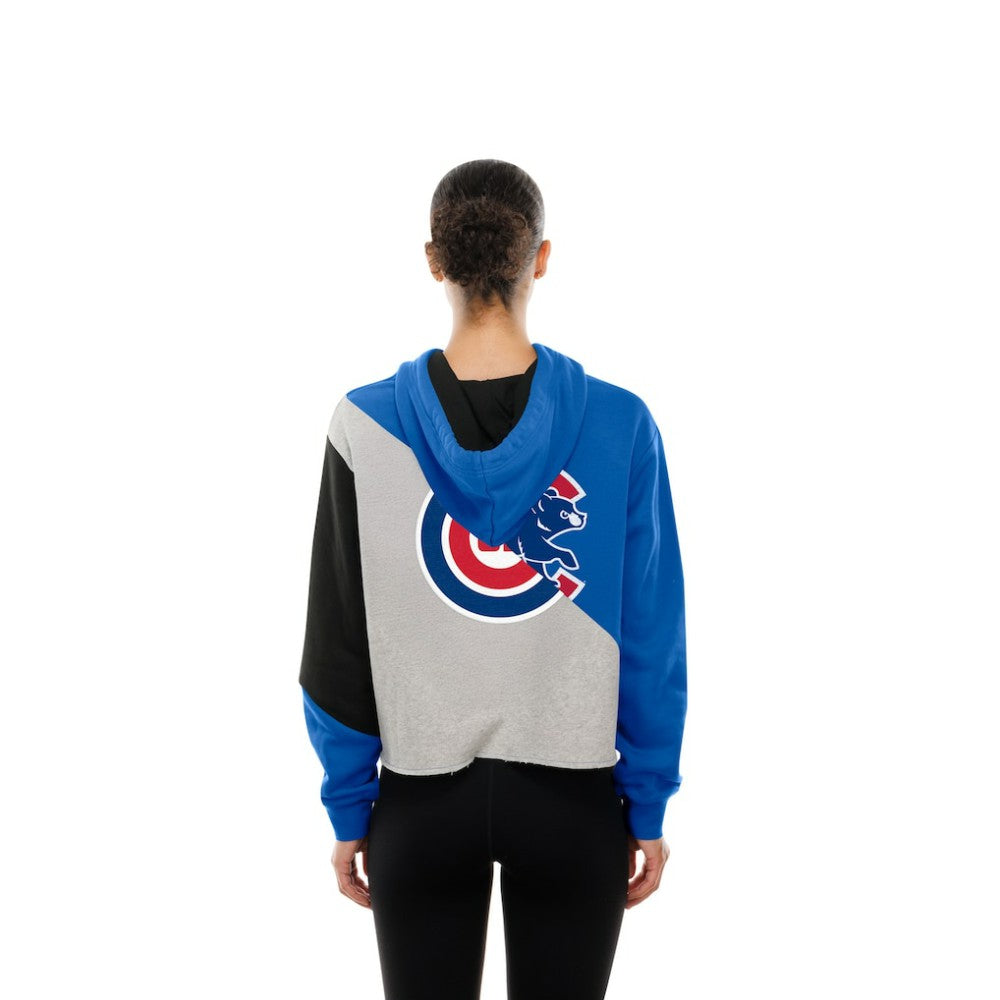 Chicago Cubs New Era Women's Upcycled Color Block Cropped Boxy Hoodie Discount