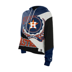 Houston Astros New Era Women's Upcycled Color Block Cropped Boxy Hoodie Outlet