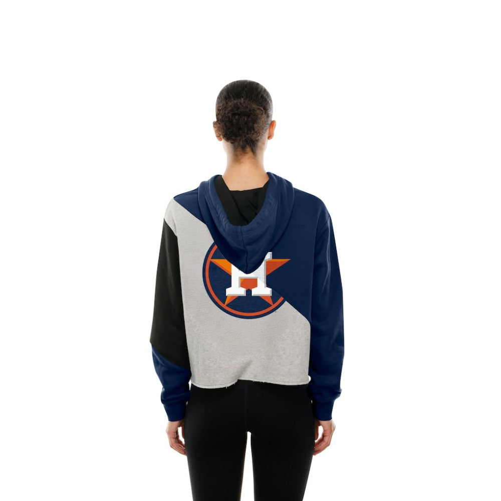 Houston Astros New Era Women's Upcycled Color Block Cropped Boxy Hoodie Outlet