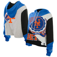 New York Mets New Era Women's Upcycled Color Block Cropped Boxy Hoodie for sale