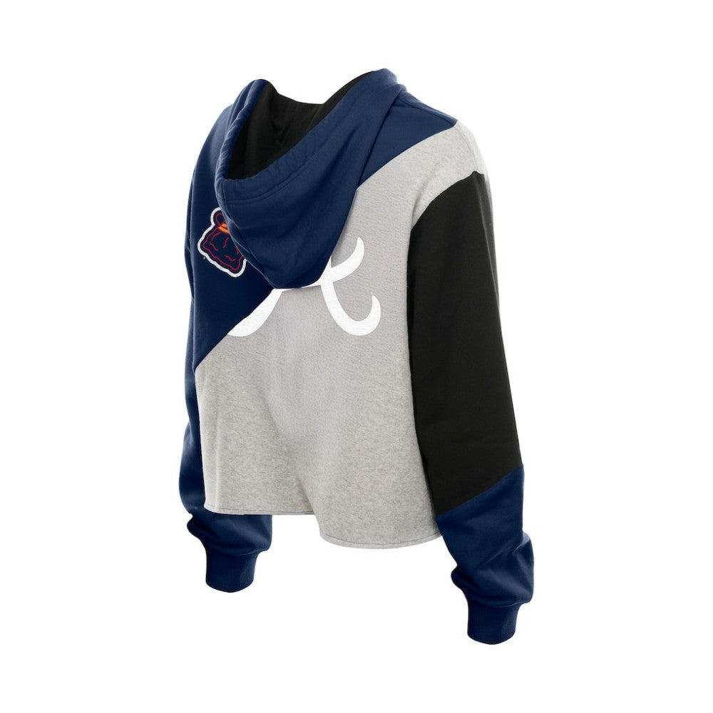 Atlanta Braves New Era Women's Upcycled Color Block Cropped Boxy Hoodie for sale