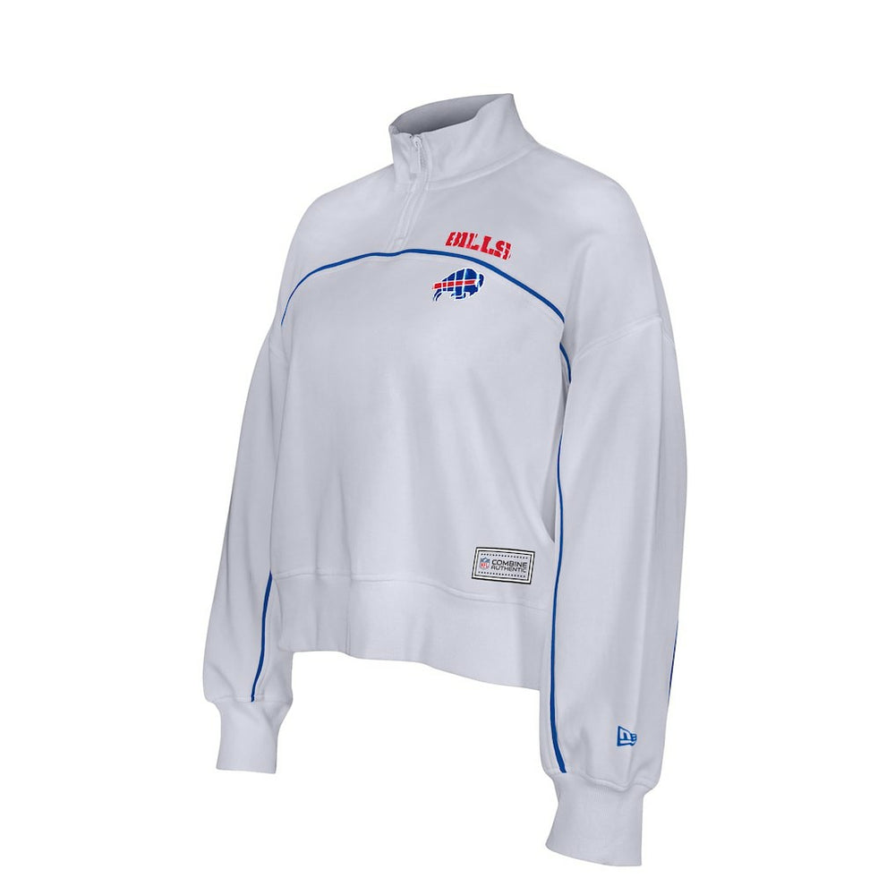 New Era Buffalo Bills Female Adult White Functional Fandom Quarter-Zip Sweatshirt - NFL
