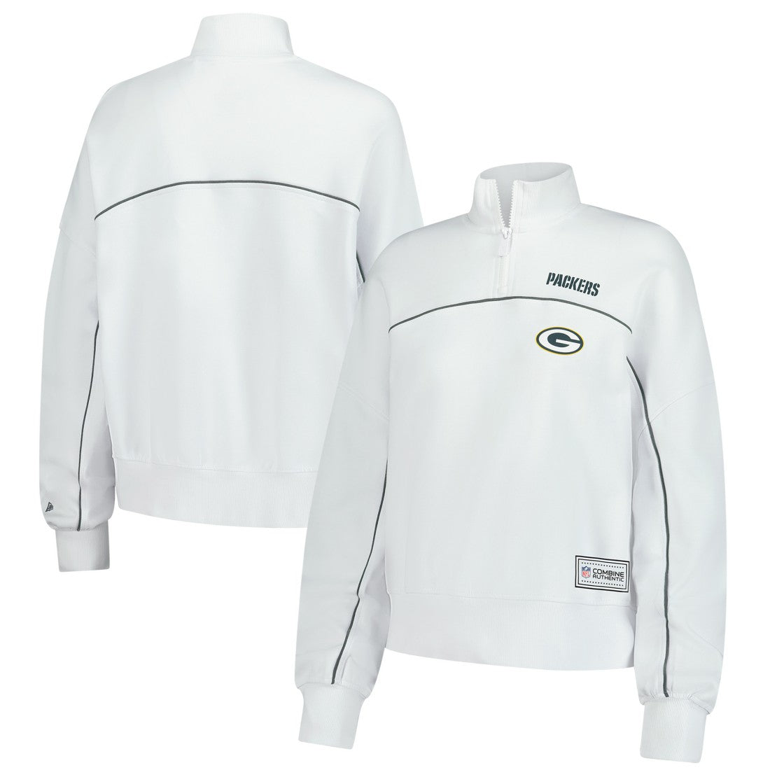 New Era Green Bay Packers Female Adult White Functional Fandom Quarter-Zip Sweatshirt - NFL