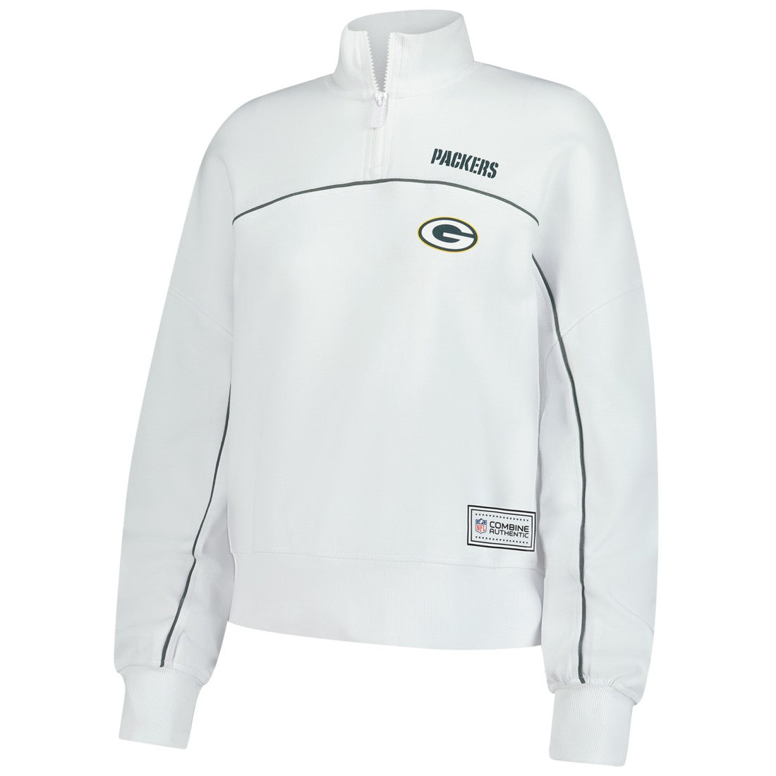 New Era Green Bay Packers Female Adult White Functional Fandom Quarter-Zip Sweatshirt - NFL