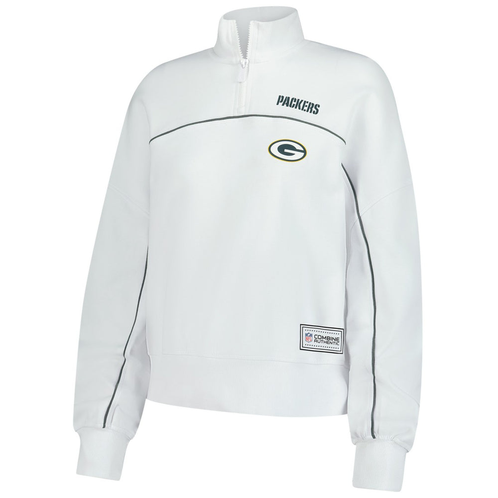 New Era Green Bay Packers Female Adult White Functional Fandom Quarter-Zip Sweatshirt - NFL