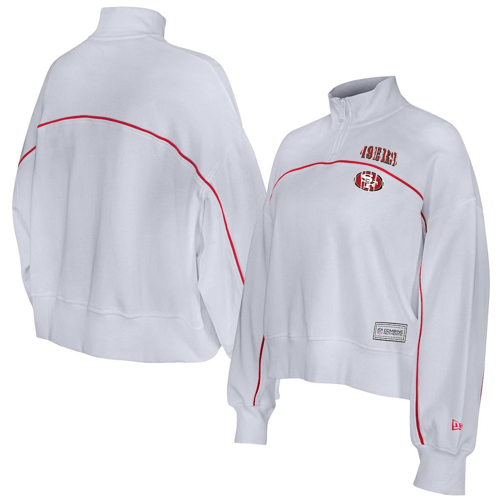 New Era San Francisco 49ers Female Adult White Functional Fandom Quarter-Zip Sweatshirt - NFL