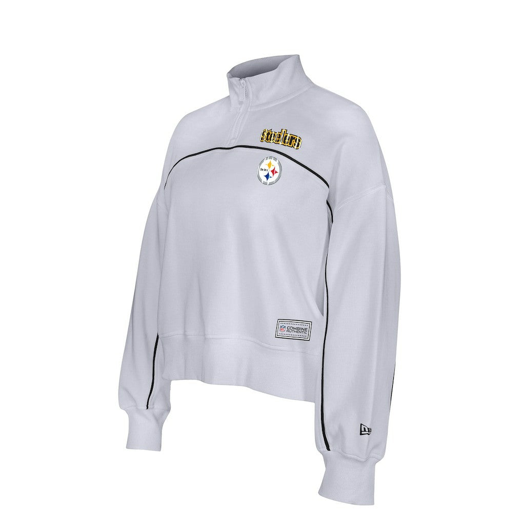 New Era Pittsburgh Steelers Female Adult White Functional Fandom Quarter-Zip Sweatshirt - NFL