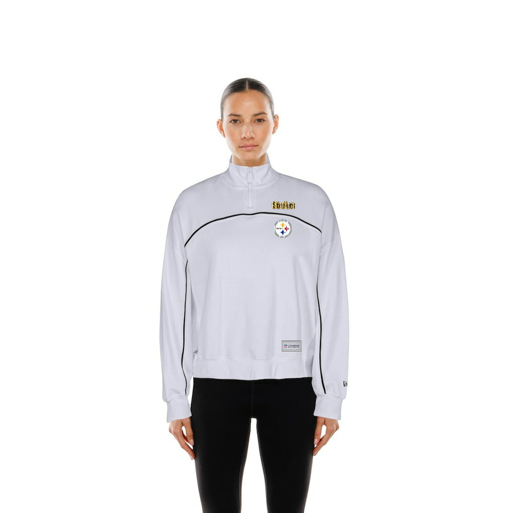New Era Pittsburgh Steelers Female Adult White Functional Fandom Quarter-Zip Sweatshirt - NFL