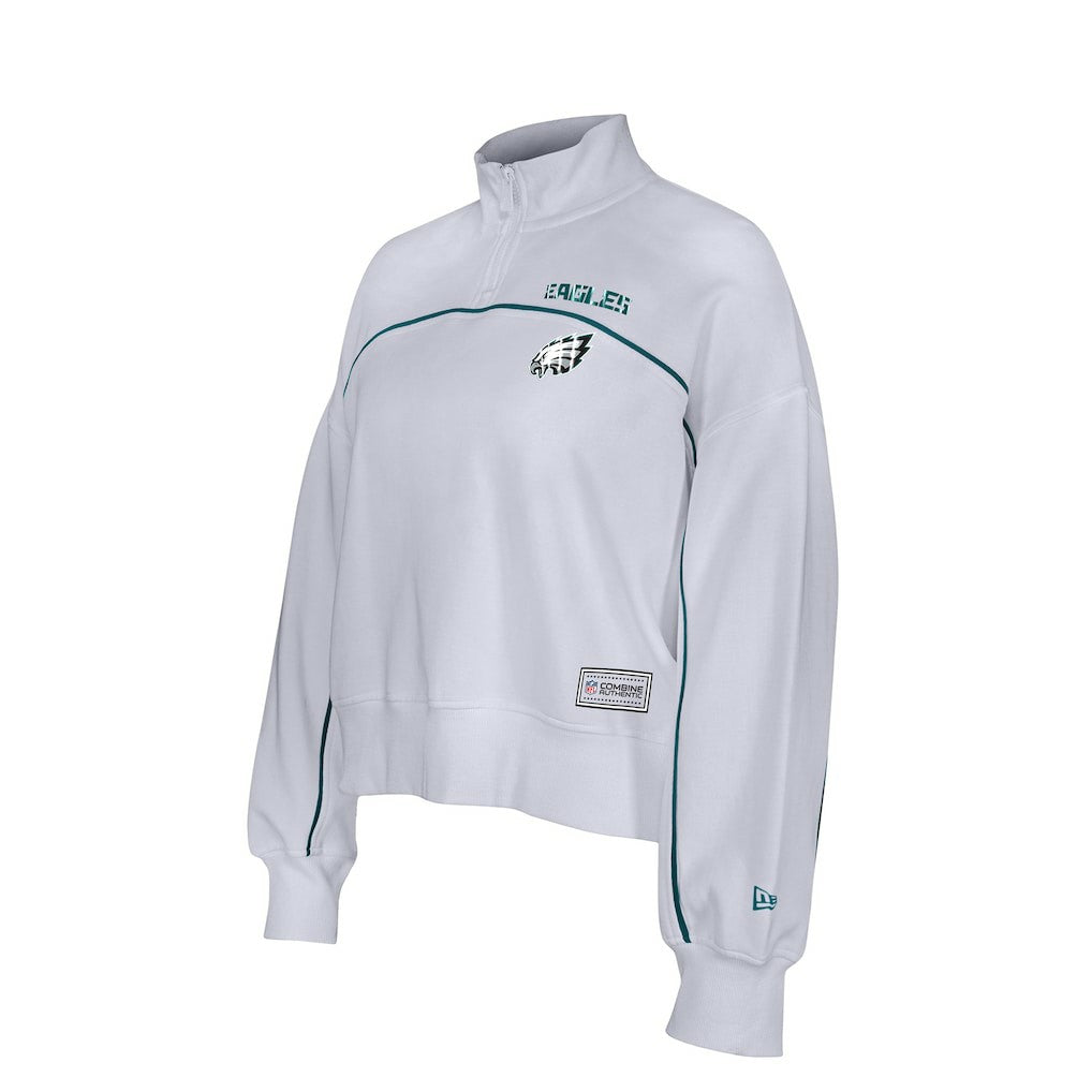 New Era Philadelphia Eagles Female Adult White Functional Fandom Quarter-Zip Sweatshirt - NFL
