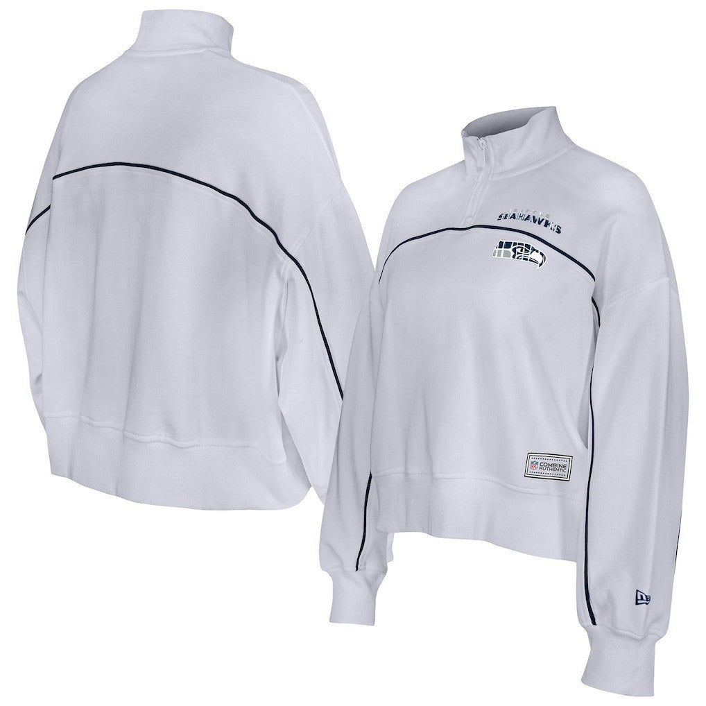 New Era Seattle Seahawks Female Adult White Functional Fandom Quarter-Zip Sweatshirt - NFL