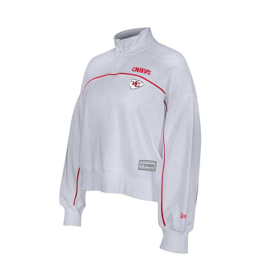 New Era Kansas City Chiefs Female Adult White Functional Fandom Quarter-Zip Sweatshirt - NFL