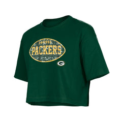 Green Bay Packers New Era Girl's Flip Sequin Boxy T-Shirt - Green - NFL