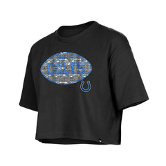 Indianapolis Colts New Era Girl's Flip Sequin Boxy T-Shirt - Black - NFL